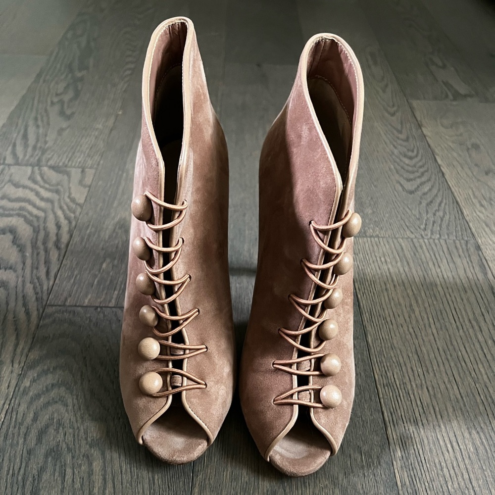 Gianvito Rossi peeptoe suede bootie